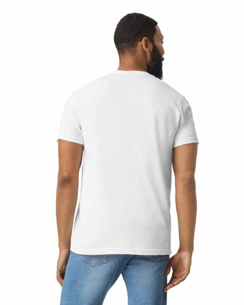 White Men's Gildan 67000 CVC T-Shirts | XEAY54021