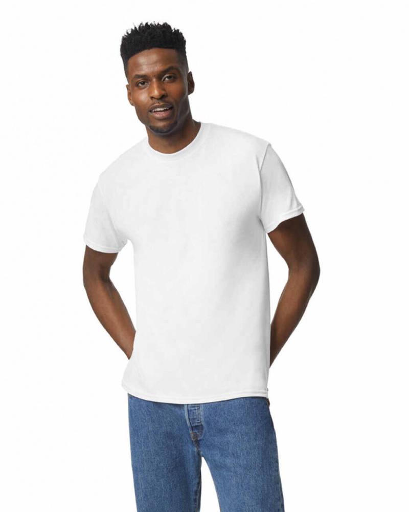 White Men's Gildan 8000 T-Shirts | HURK25647