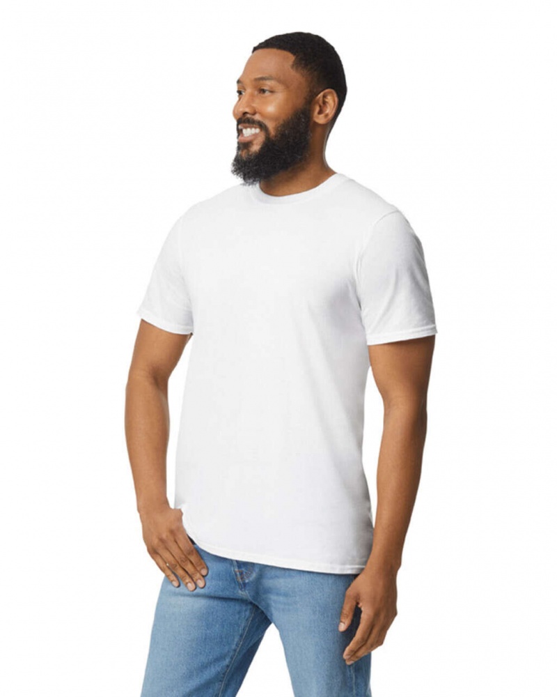 White Men's Gildan 980 T-Shirts | MZDK53072