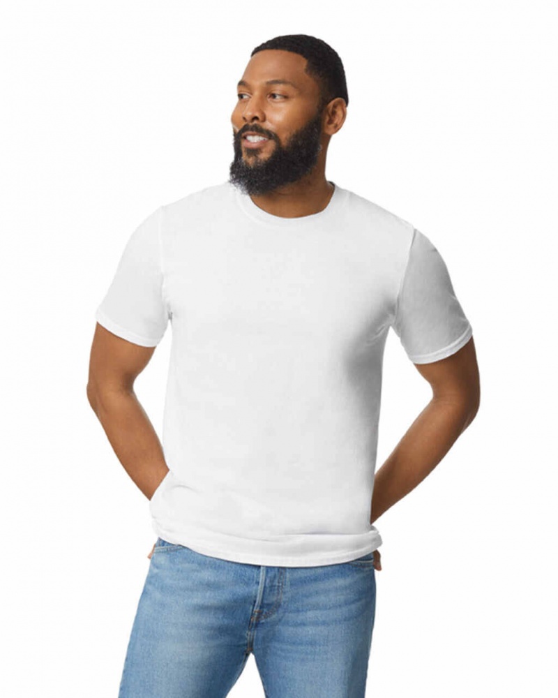 White Men's Gildan 980 T-Shirts | MZDK53072