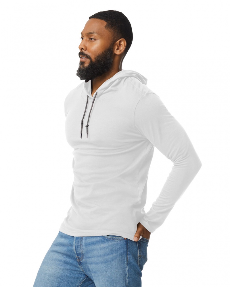 White Men's Gildan 987 Long Sleeve Hoodie | IPGV48675