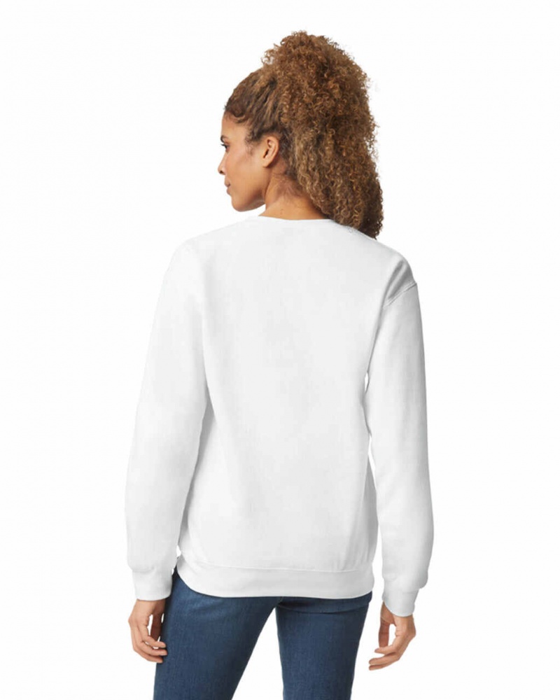 White Women's Gildan 18000 Crewneck Sweatshirt | NREH73649