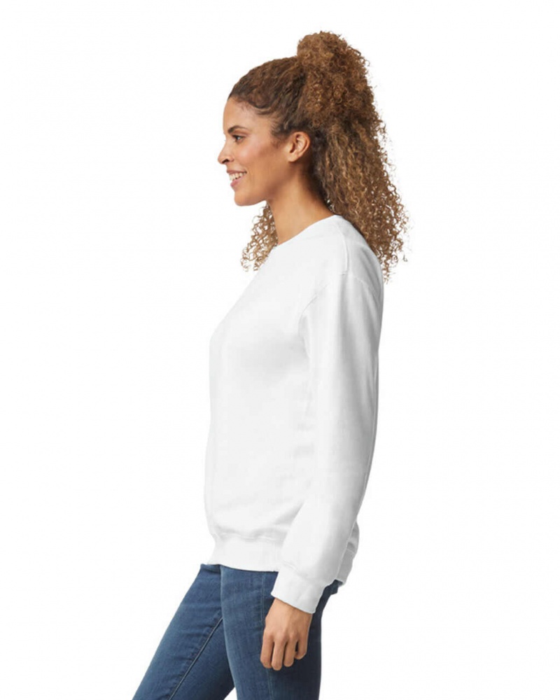 White Women's Gildan 18000 Crewneck Sweatshirt | NREH73649