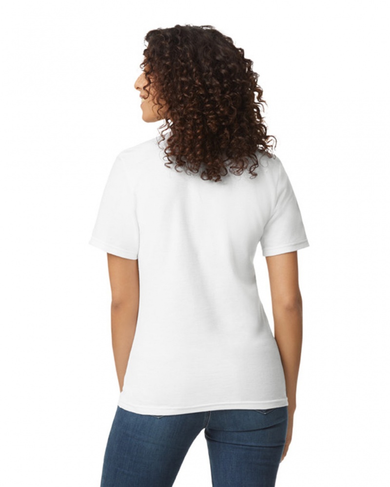 White Women's Gildan 64800L Pique Polo | CUPB67590