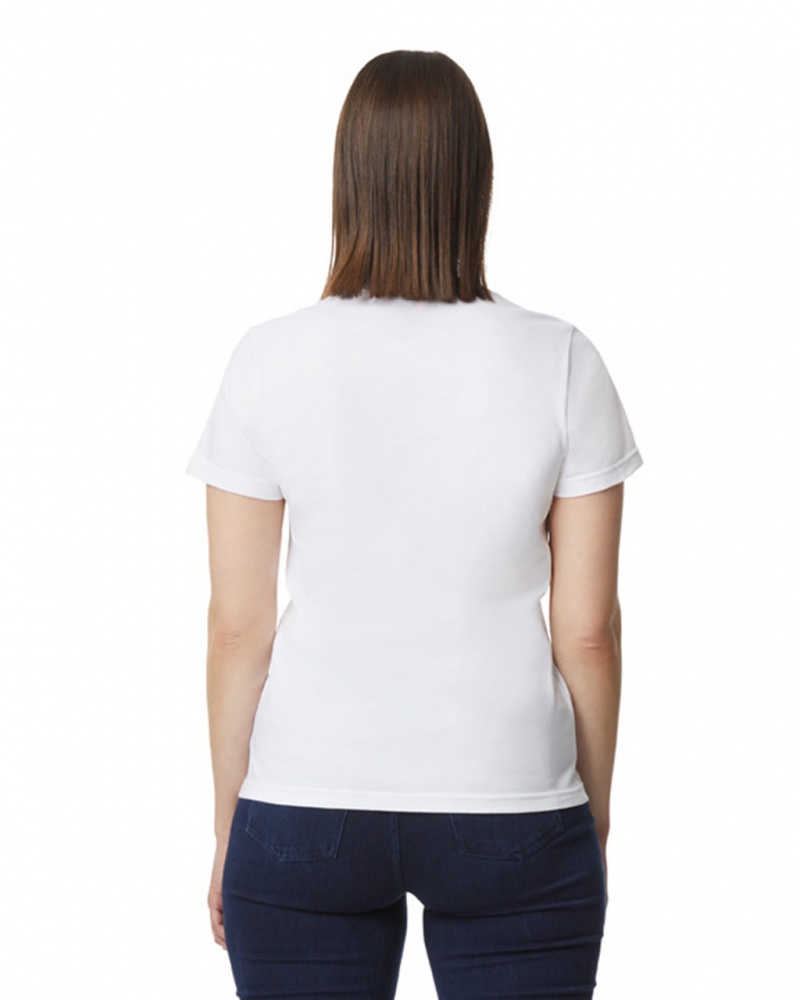 White Women's Gildan 65000L Midweight T-Shirts | TODY95026