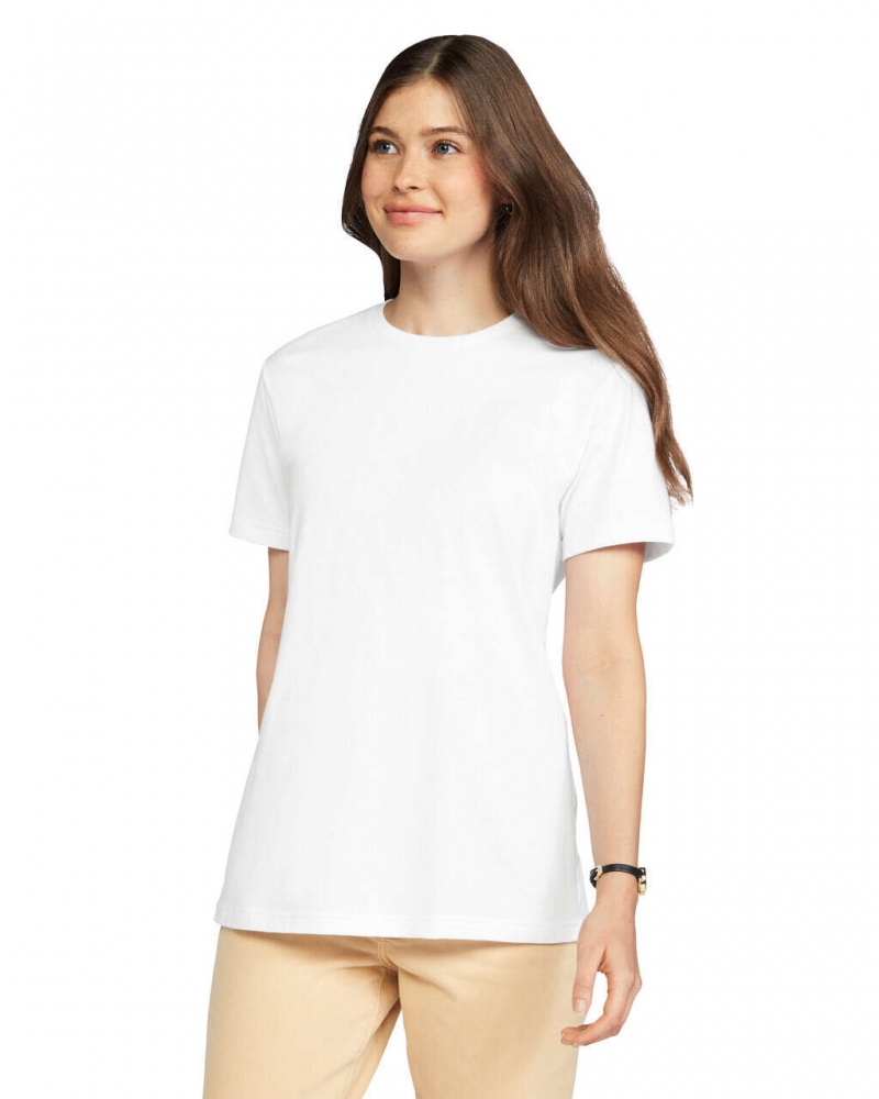 White Women's Gildan 67000L CVC T-Shirts | KTPA25763