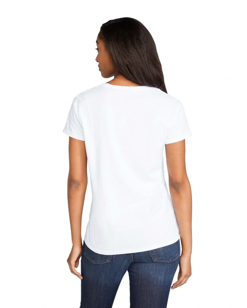 White Women's Gildan 880 T-Shirts | NLTV32176