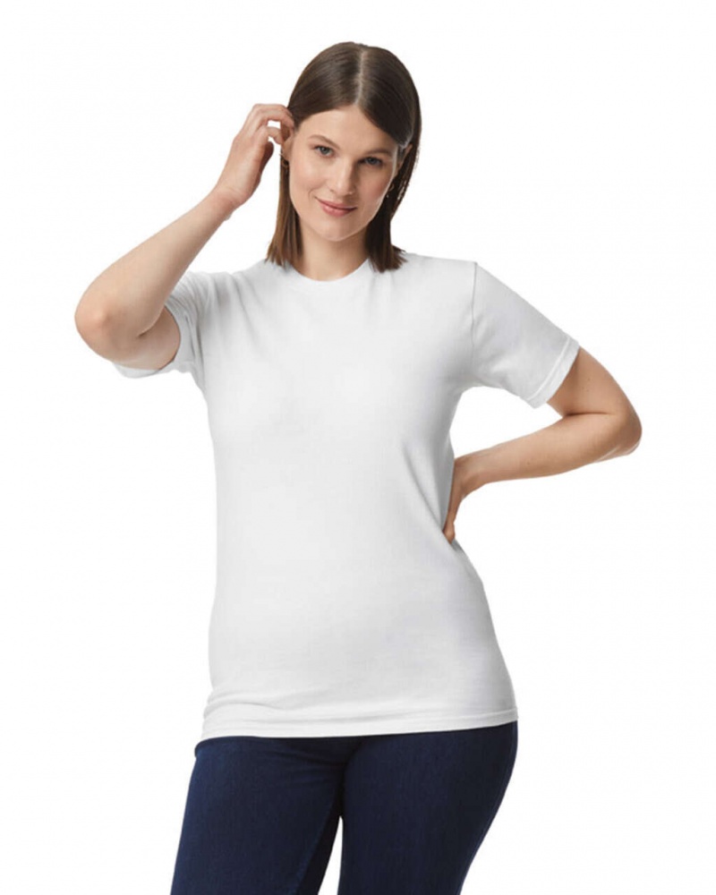 White Women's Gildan H000 T-Shirts | TSQY42736