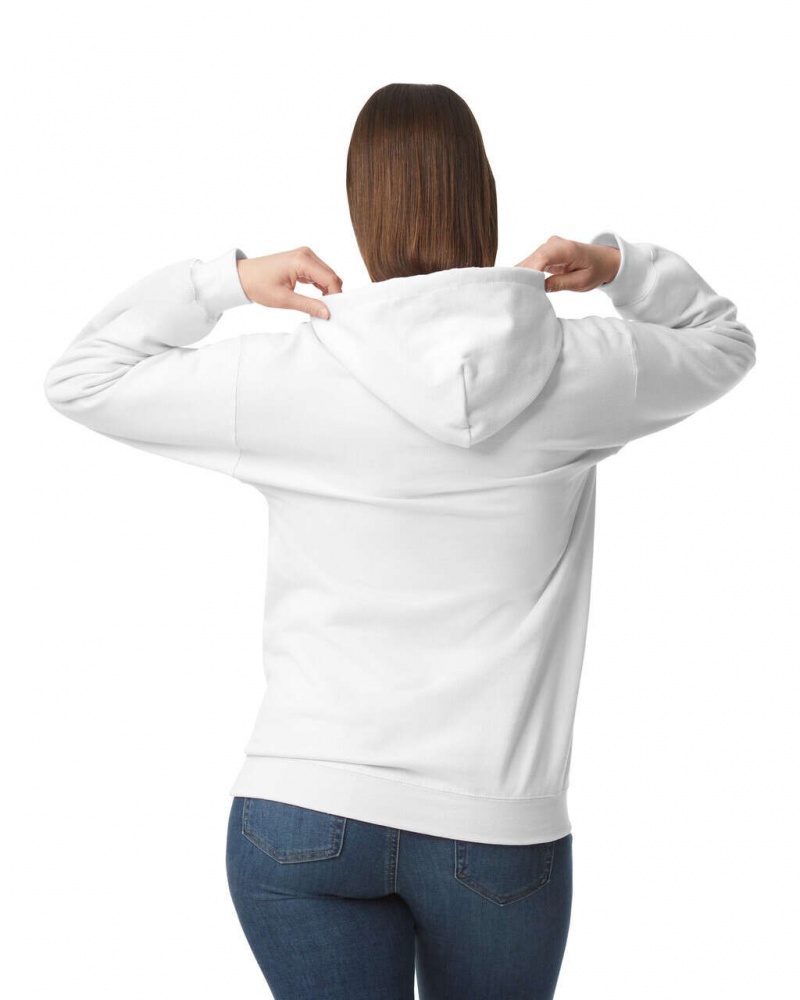 White Women's Gildan SF500 Midweight Fleece Hoodie | PAQD24603